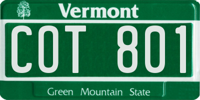 VT license plate COT801