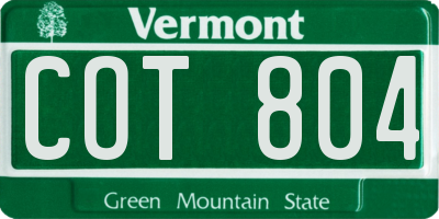 VT license plate COT804