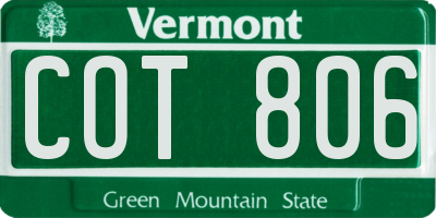 VT license plate COT806