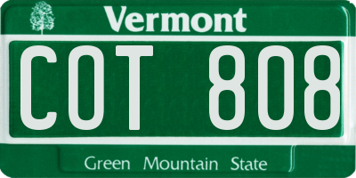 VT license plate COT808