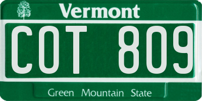 VT license plate COT809