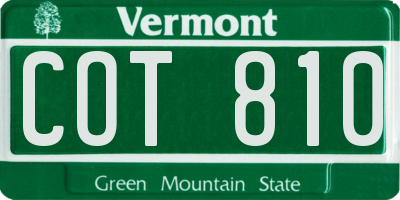 VT license plate COT810