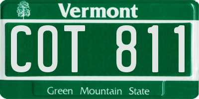 VT license plate COT811