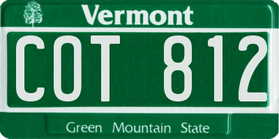 VT license plate COT812