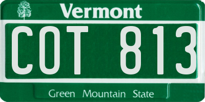 VT license plate COT813