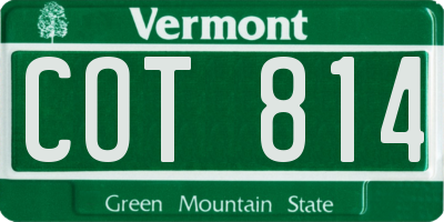 VT license plate COT814