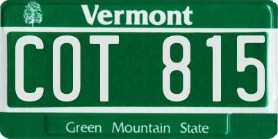 VT license plate COT815