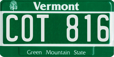 VT license plate COT816