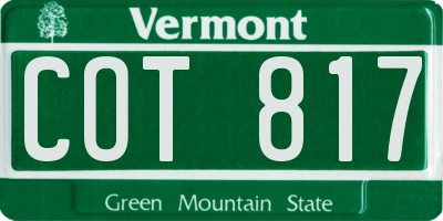 VT license plate COT817