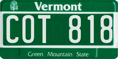 VT license plate COT818