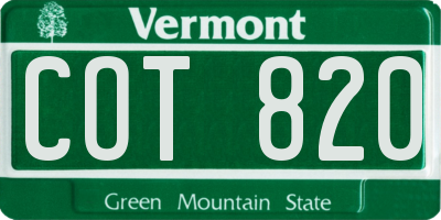 VT license plate COT820