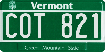 VT license plate COT821