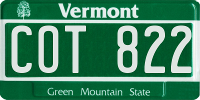 VT license plate COT822
