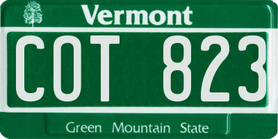 VT license plate COT823