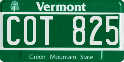 VT license plate COT825