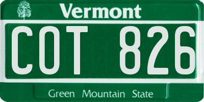 VT license plate COT826