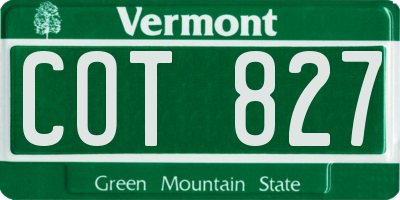 VT license plate COT827