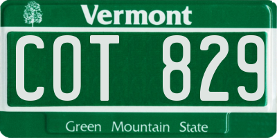 VT license plate COT829