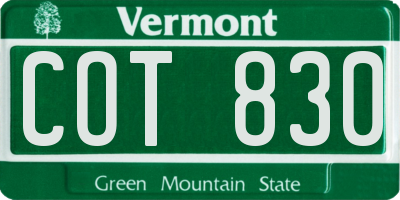 VT license plate COT830