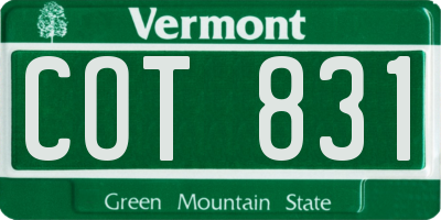 VT license plate COT831