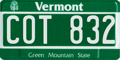 VT license plate COT832