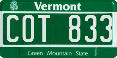VT license plate COT833