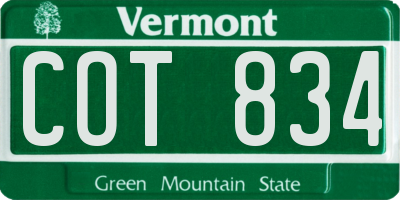 VT license plate COT834
