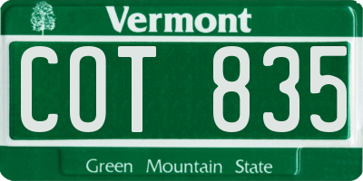 VT license plate COT835