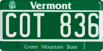 VT license plate COT836
