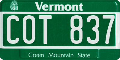 VT license plate COT837