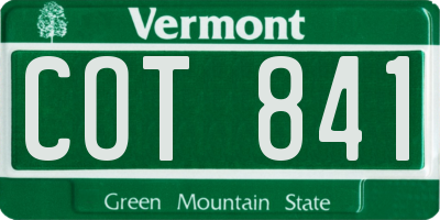 VT license plate COT841