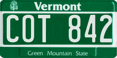 VT license plate COT842