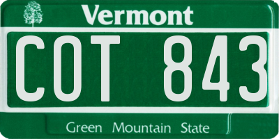 VT license plate COT843