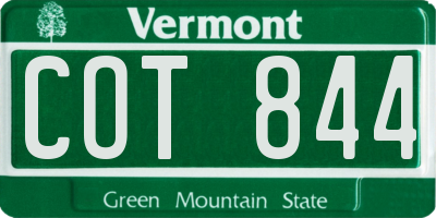 VT license plate COT844