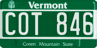 VT license plate COT846