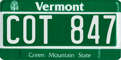 VT license plate COT847