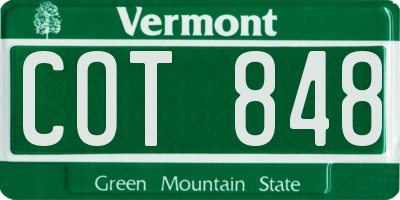 VT license plate COT848