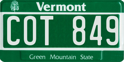 VT license plate COT849