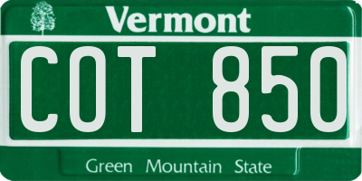 VT license plate COT850