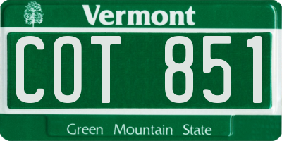 VT license plate COT851