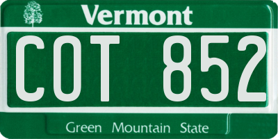 VT license plate COT852
