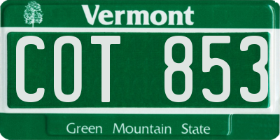VT license plate COT853