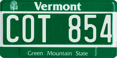 VT license plate COT854