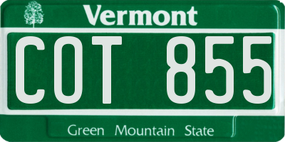 VT license plate COT855