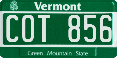 VT license plate COT856