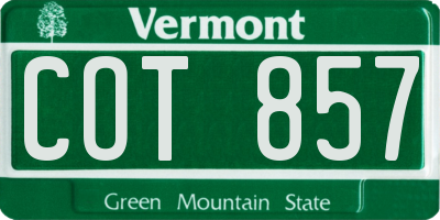 VT license plate COT857