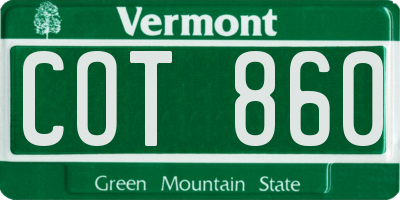 VT license plate COT860