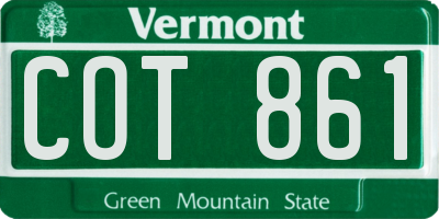 VT license plate COT861
