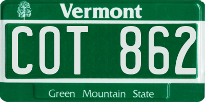 VT license plate COT862