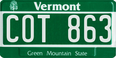 VT license plate COT863